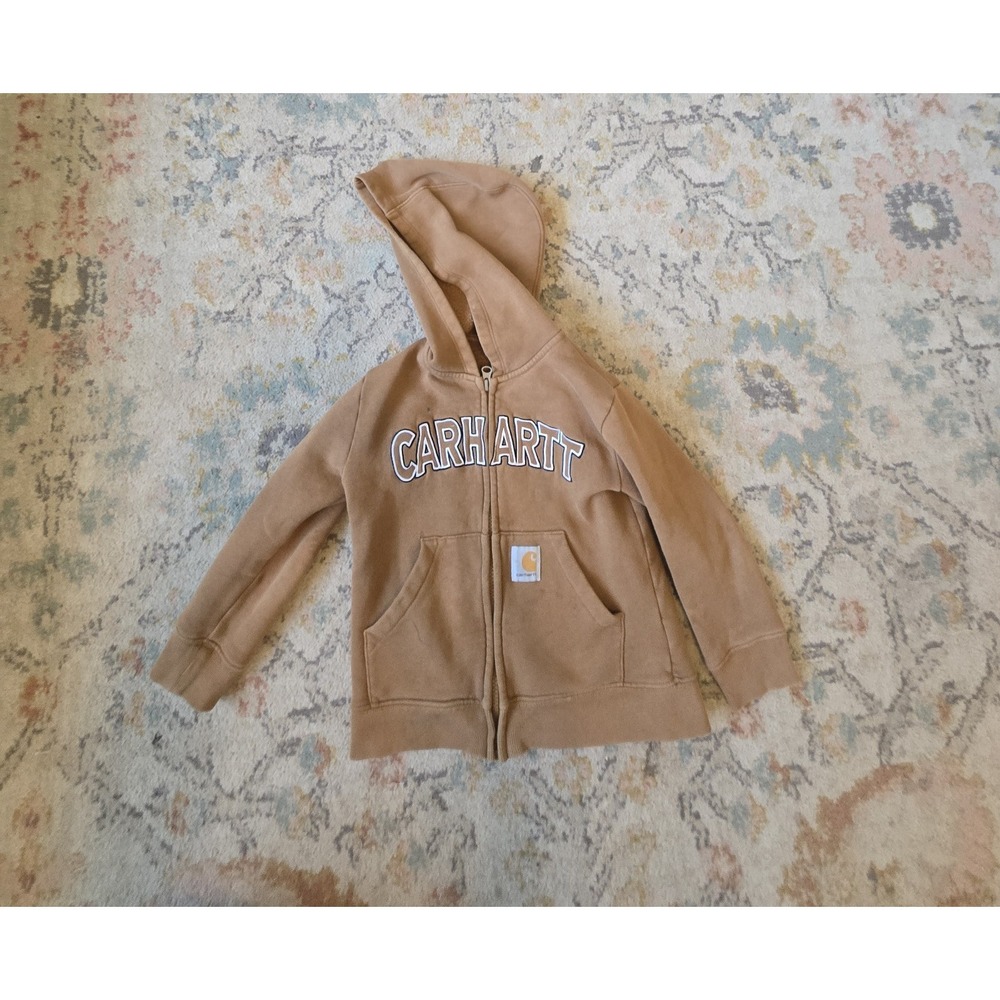 Carhartt Full Zip Up Hoodie Brown Size 4T Kids Boys Camel Brown